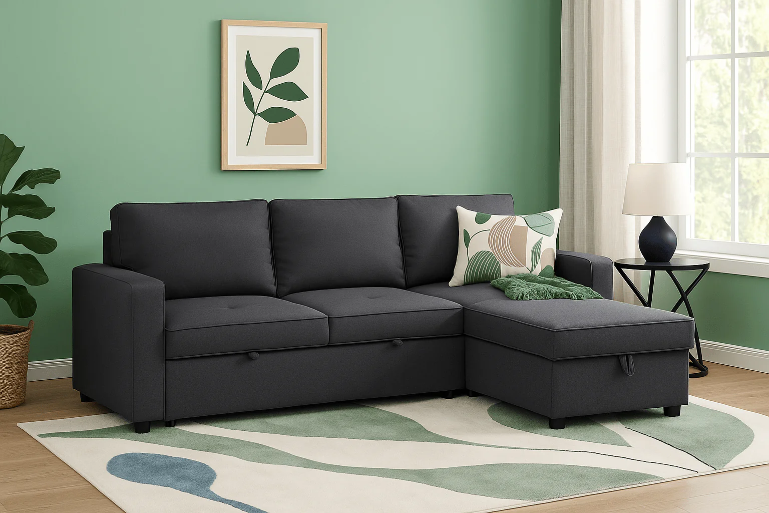 Aster Reversible Sofa Bed - Dark Grey - Image 3