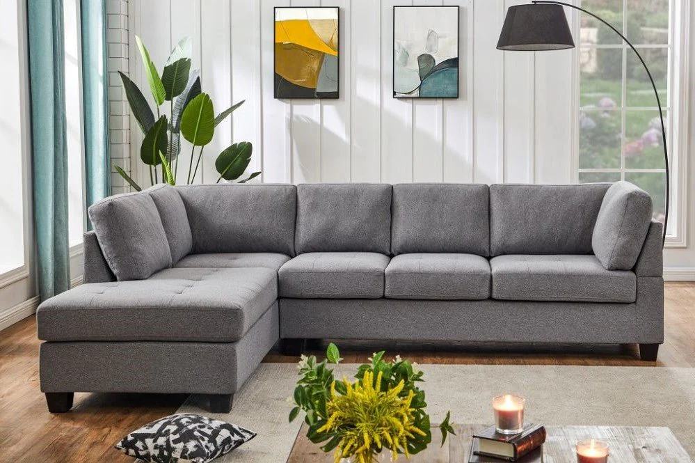 Einstein Sectional Sofa Left Facing Chaise - Cement Grey