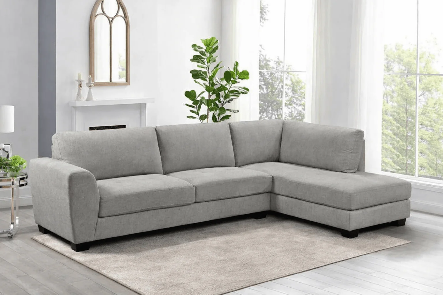 Loren Corner Sofa Right Facing Chaise- Light Grey