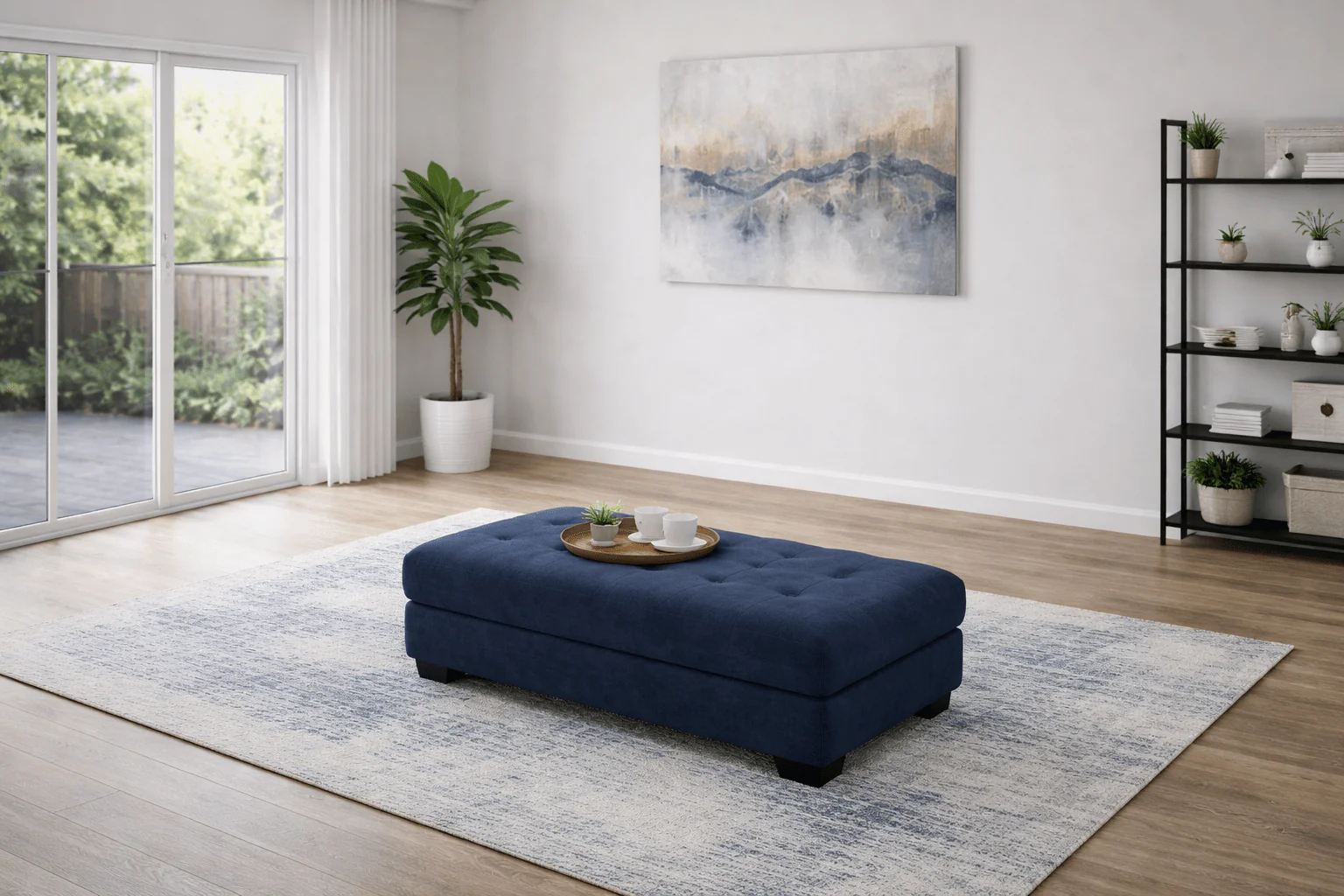 Loren Dark Grey Ottoman Only