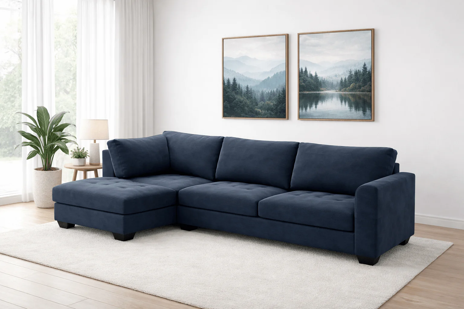 Loren Sectional Sofa Left Facing Chaise- Dark Grey