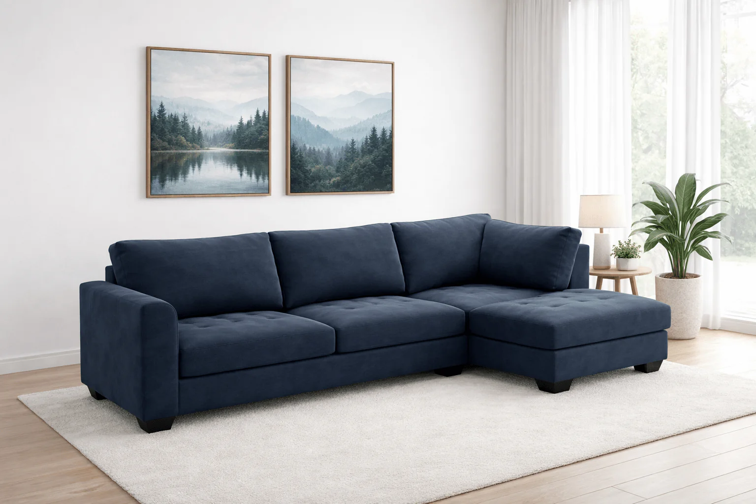 Loren Sectional Sofa Right Facing Chaise- Dark Grey