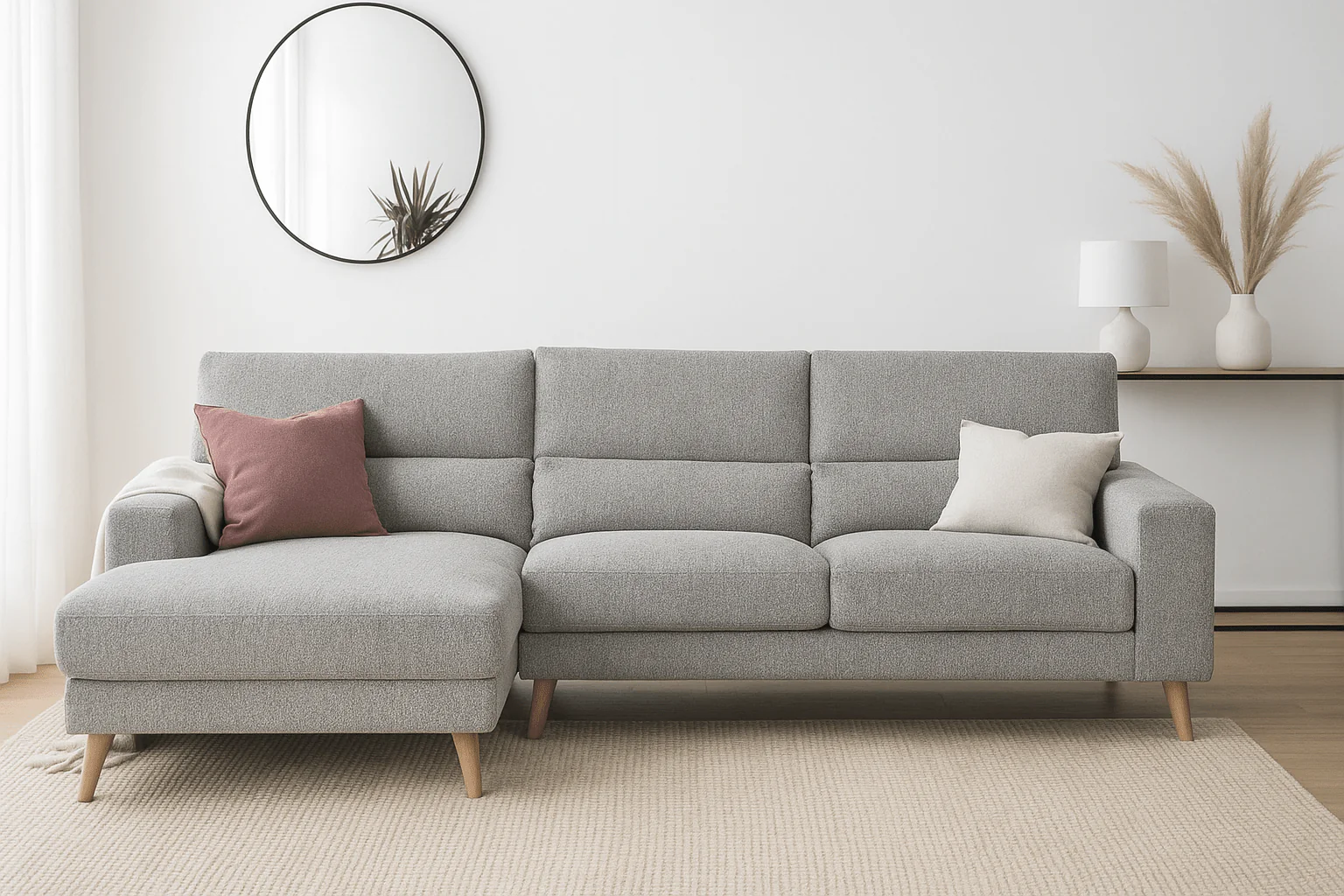 Santro Corner Sofa With Left Facing Chaise - Light Grey - Image 4