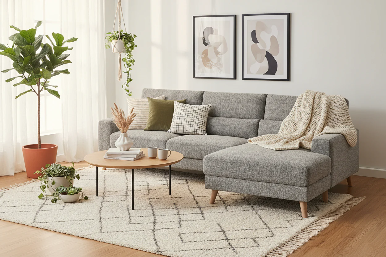 Santro Corner Sofa With Left Facing Chaise - Light Grey - Image 3